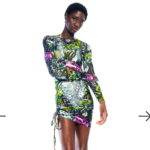 Leslie Amon Paris Mini mesh dress - Green butterfly - Picture 5 of 5